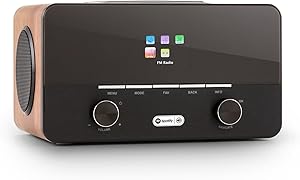 auna Connect 150 Black/Walnut, 2.1 Internet Radio, Wi-Fi Music Player, MP3 USB Port, AUX, Remote Control, Walnut