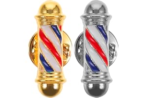 Lurrose 2pcs Barber Design Lapel Pins Barber Sign Pins for Hairdresser Party Festival Accessory