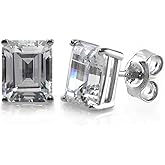 BERRICLE Sterling Silver Gold Flashed CZ Solitaire Small Stud Earrings for Women Men, Simulated Diamond Cubic Zirconia Earrings, Heart/Round/Princess Cuts, Blue/Green/Pink/Purple
