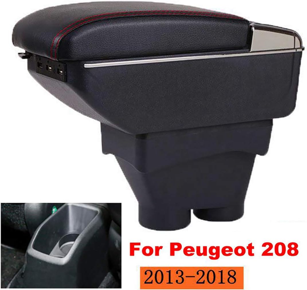 Console Armrest Box with Cup Holder and Ashtray for Peugeot 208 2013-2018