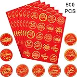 500 Pieces Merry Christmas Stickers Christmas Round Label Stickers Gold Foil Christmas Envelope Stickers for Cards Gift Envelopes Boxes Bag Sealing Decorations