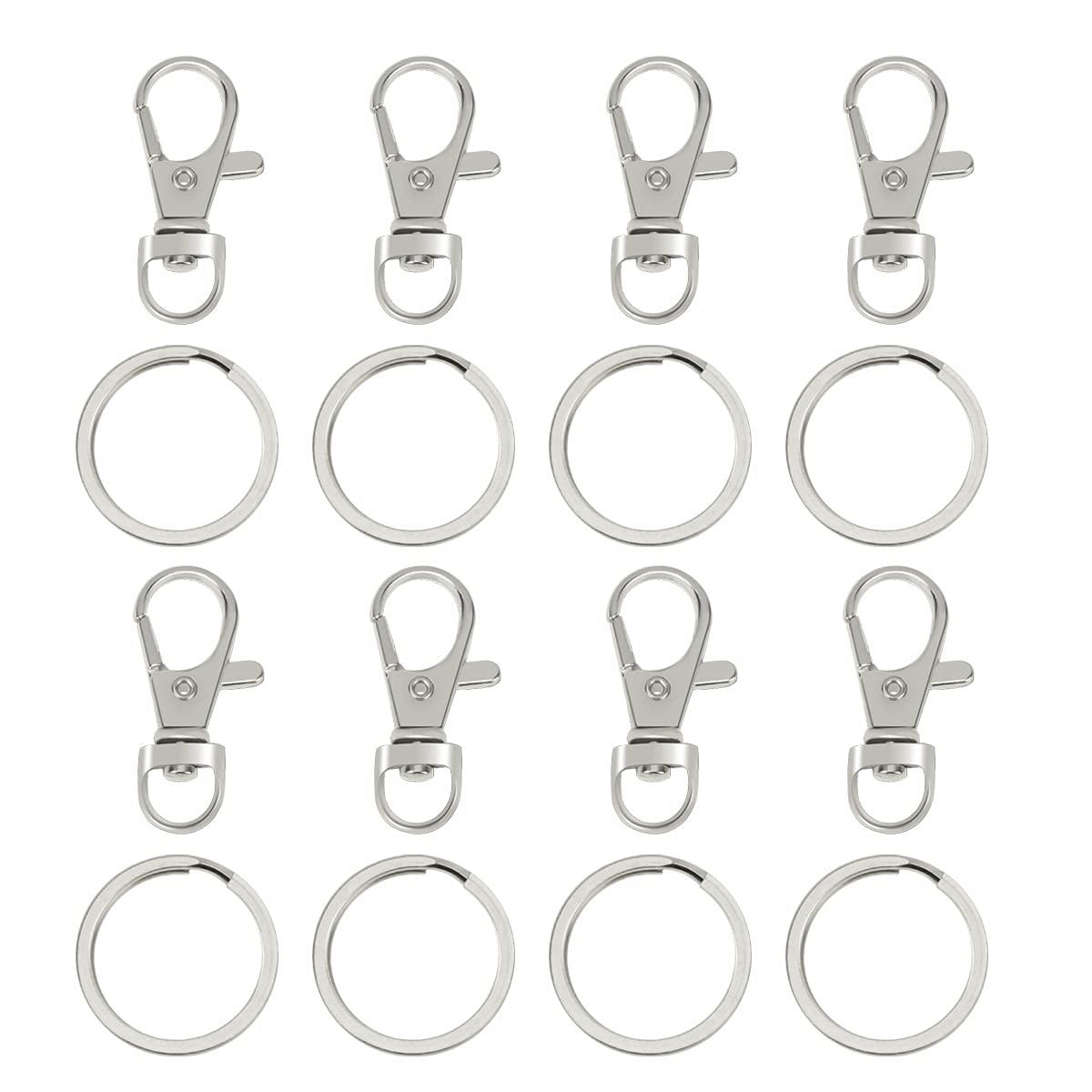 SUPVOX 60Pcs Zinc Alloy Dog Key Rings Buckle Keychain Accessories Silver for Keys and Dog Collar Tags Durable Split Ring for Home Car and Travel
