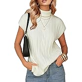 EXLURA Women's Turtleneck Sleeveless Sweater Vest Casual Short Cap Sleeve Knit Pullover Tank Tops 2025 Fashion Fall Clothes