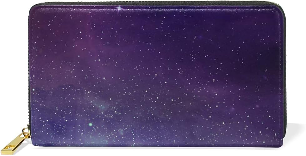 Amazon Uooya 長財布 銀河 星空 星柄 宇宙柄 財布 本革 大容量 おしゃれ ファスナー財布 ウォレット マネークリップ 通学 通勤 旅行 プレゼント用 Uooya 財布