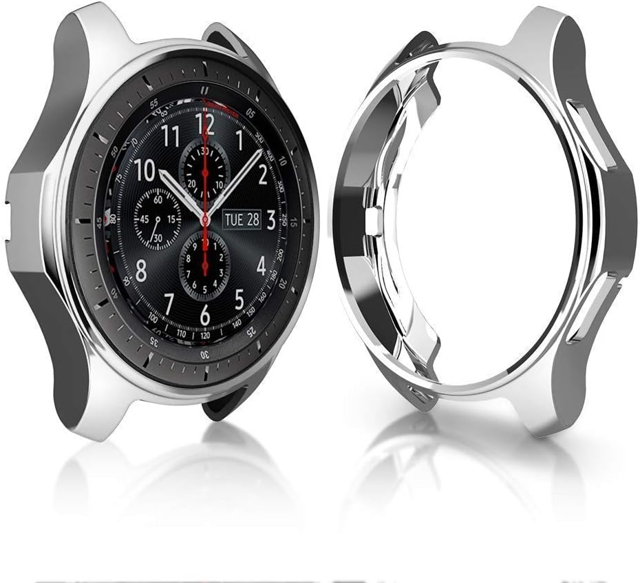 Case for Gear S3 Frontier SM-R760 46mm, Minisoo TPU Scractch-Resist Shock-Proof All-Around Protective Bumper Shell Protective Band Galaxy Watch SM-R800 46mm Smartwatch (Silver)