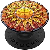 Cute Stained Glass Sun - Stained Glass Solar Star PopSockets Adhesive PopGrip