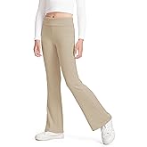 BOOPH Girls Leggings Kids Flare Leggings Fold Over Waistband Casual Bell Bottom Pants for Teens