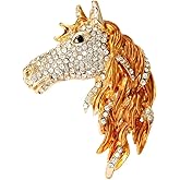 Horse Head Brooch Pins for Women, Gold Horse Brooch Pin, Cute Horse Animal Brooch Lapel Pin, Bohemian Golden Horse Head Brooches Pins for Women Hat Bag Suit Dress Accessories Jewelry