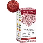 Tints of Nature Red Henna Cream Hair Colour Cruelty Free Vegan 2.37 oz | Semi-permanent henna cream creates stunning red colour while deeply nourishing, 95% natural ammonia-free is gentle on hair