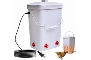 Heated Chicken Waterer 3 Gallon,Chicken Water Heater with 4 Nipples & Thermostat Controller for Winter,9.8 ft Power Cord, All