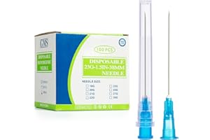100 Pcs 23Ga 1.5 Inch Needle Luer Lock for Industrial Syringes, Individual Package.