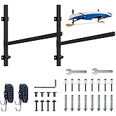 Asxevn ​Kayak Storage Rack for Garage Wall Mount - Heavy L-Frame Holder with Anti-Slip Bungee & Complete Installation Kit, Supports 150LB (Fits Canoe/Paddle Board, Black)​​