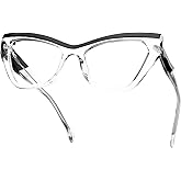 JFXQDR Women's Blue Light Blocking Glasses, Trendy Cat Eye Computer Gaming Eyeglasses Anti Glare & UV RF6216 (Clear Cateye Frame)
