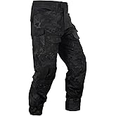 MERJAZ Tactical Pants for Men Water Resistant Hiking Pants Camo Cargo Pants with 10 Pockets No Belt and Kneepad