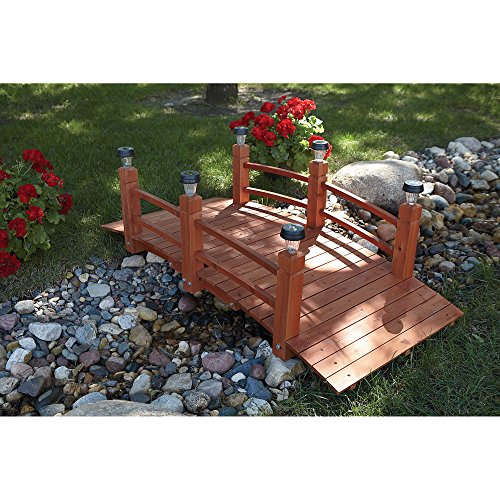 Decorative Wood Bridge With Solar Lights - 5ft.