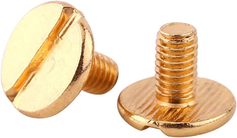 GLOGLOW 10pcs Solid Brass Round Button Studs, Pacifier Shape Rivet Studs Screw Back Round Ring Leather Crafts Accessories Gold - Image 4
