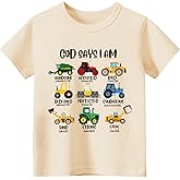 Sineeko Christian Shirt for Boys God Says I Am Toddler Kids Bible Verse Jesus T-Shirt Dino Trucks Graphic Tops 2-7T