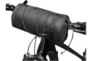 MeYouRow.C Bike Handlebar Bag Waterproof Bicycle Handlebar Roll Bag, Bike Front Pouch with Waterproof Zipper Shoulder Strap Removable Straps for Road Mountain Bike Cycling Travel (Black)