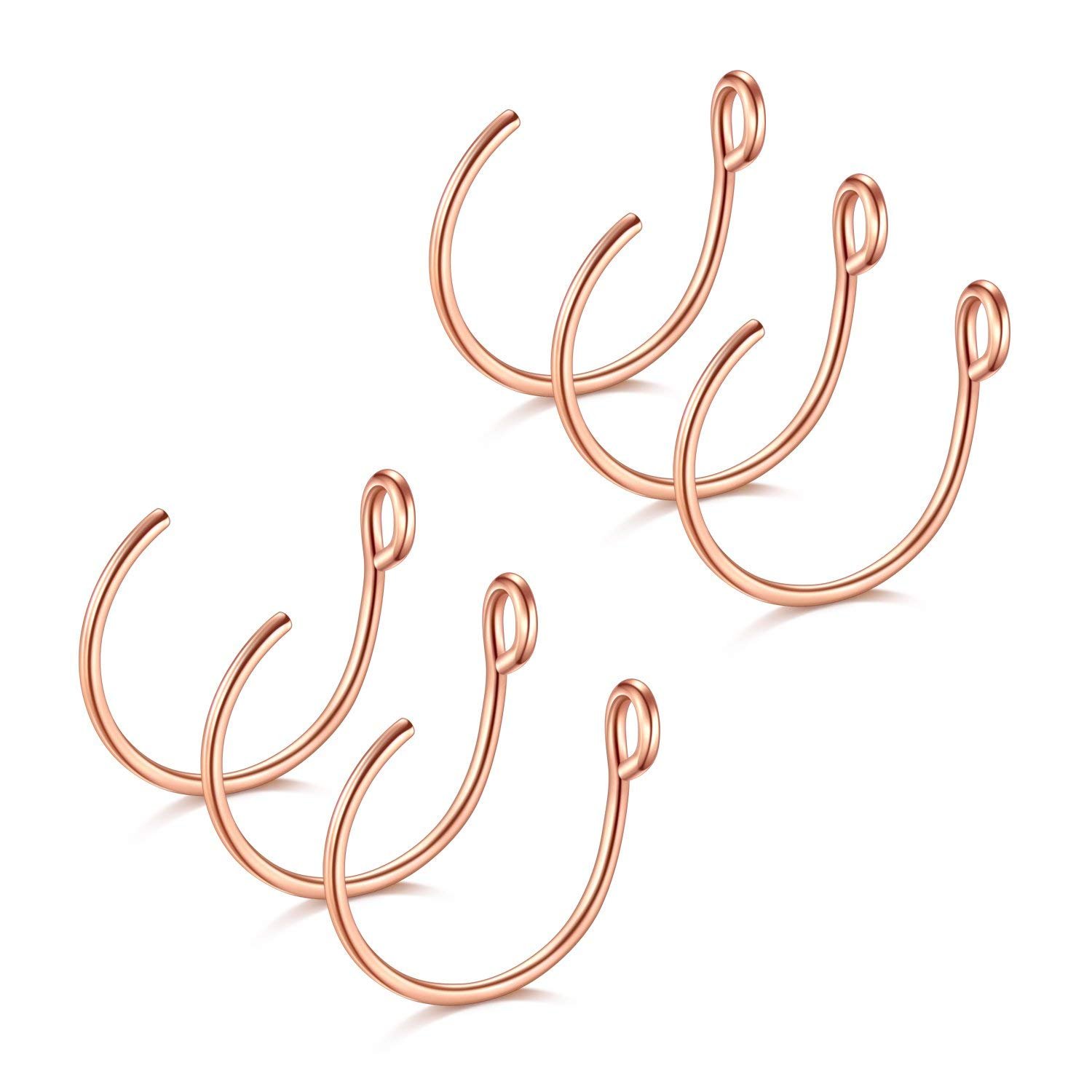 JFORYOU 6 Pieces 316L Steel Nose Ring Nose Hoop Fake Nose Ring Piercing Body Jewelry, 6 Colors,20 Gauge 8mm (Rose Gold)