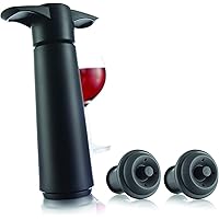 Vacu Vin Wine Saver Pump with 2 x Vacuum Bottle Stoppers - Black (Black with 2 wine stoppers)