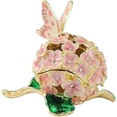 Furuida Hydrangeas Trinket Boxes with Butterfly Hand-Painted Ring Hold Boxes Enamel Ornaments Craft Gift for Women