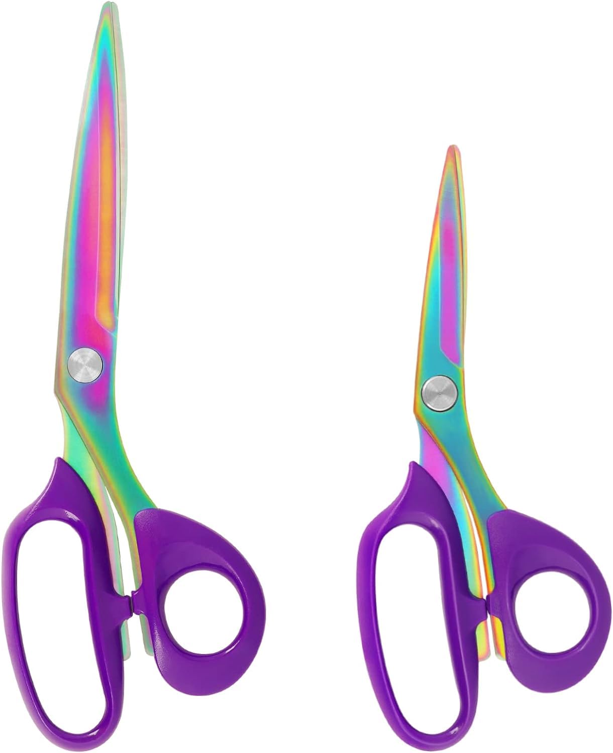 Asdirne Fabric Scissors, Dressmaking Scissors with Heavy Duty Titanium Plated Stainless Steel, Tailor Scissors for Cutting Fabrics and Leather, Purple, Set of 2 (26cm/21cm)