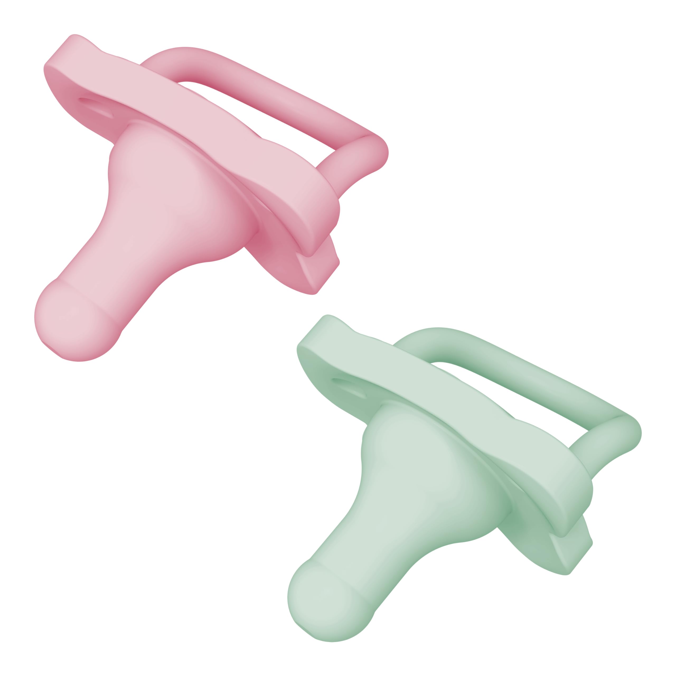 Dr. Brown's HappyPaci 100 Percentage Silicone Baby Soother, Contoured One-Piece Design, 0-6 m, BPA-Free, 2-Pack, Pink and Green