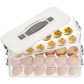 BSTKEY Deviled Egg Containers with Lid, 3 Layer Deviled Egg Platter Carrier Trays for 36 Eggs, Fridge Stackable Portable Egg Holder with Handle for Home Kitchen Party Easter Picnic