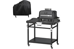 WEBROIL Universal Grill Stand for Ninja Woodfire Outdoor Grills,Portable Foldable Grill Cart Table for XSKUNSTAND OG700 OG800 OG900 OO101 SER Smoker Pizza Oven Accessories with 4 Wheels & Cover