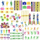 100PCs Assortment Mini Toys Party Favor Boxes Including Slap Bracelets, Mini Cameras,Stamps,Yo-Yos and More for Goody Bags Fillers, Pinata Toys, Kids Party Favors