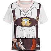 yolsun Oktoberfest Men's Short Sleeve Bavarian German Lederhosen T-Shirt Costume
