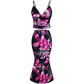 SOLY HUX Women's Skirt Sets 2 Piece Outfits Tie Dye Cami Tops and Bodycon Long Skirt Set