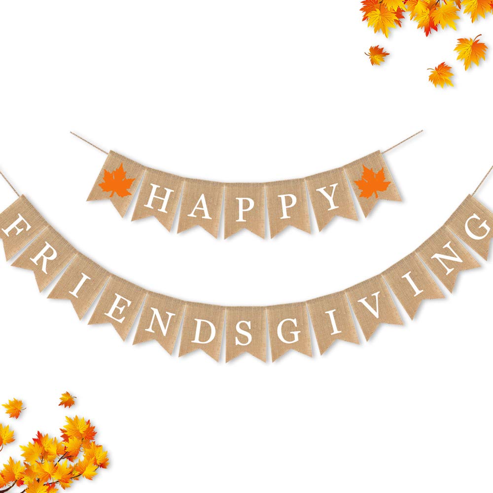 Photo 1 of 7-gost Burlap Happy Friendsgiving Banner Fall Autumn Friend Party Garland Supplies