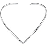Bling Jewelry Basic Simple Plain Thin Slider Choker V Shape Collar Statement Necklace For Women .925 Silver Sterling Add Pendant 2 3MM