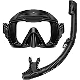 Honlanor Snorkel Set Adults Snorkeling Gear Anti-Leak and Anti-Fog Tempered Glass Lens Panoramic View Swim Mask Dry Top Snorkel Kit for Snorkeling Scuba Diving Swimming Travel with Carry Bag