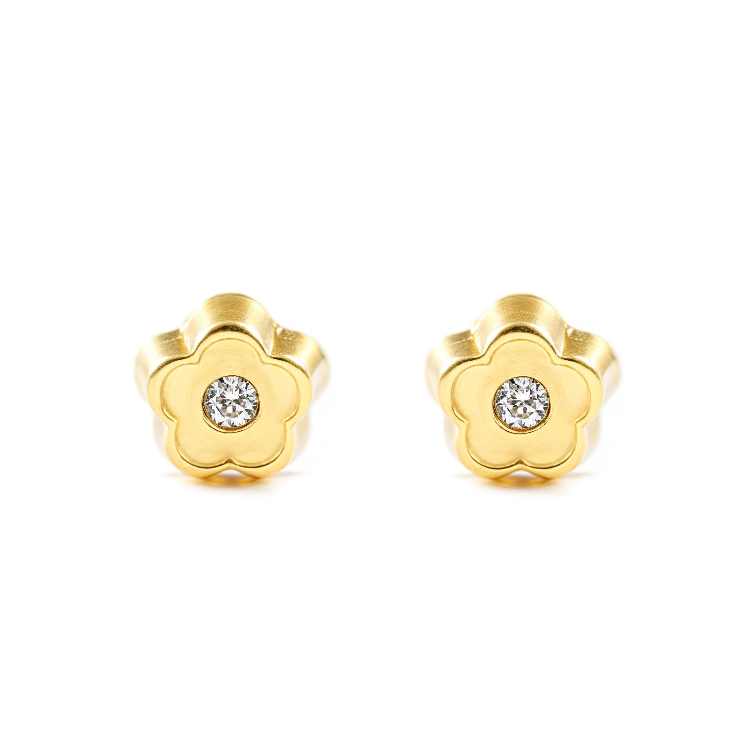 9ct Yellow Gold Flower Children's Earrings