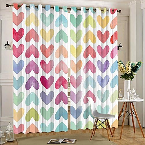 Burgundy Blackout Curtains Grommet Hein Cycle Image Leaf like Print with Rainbow Colors Artwork Image Multicolor Thermal Insulated Solid Grommet Curtains(2 Panels, 54" x 84")