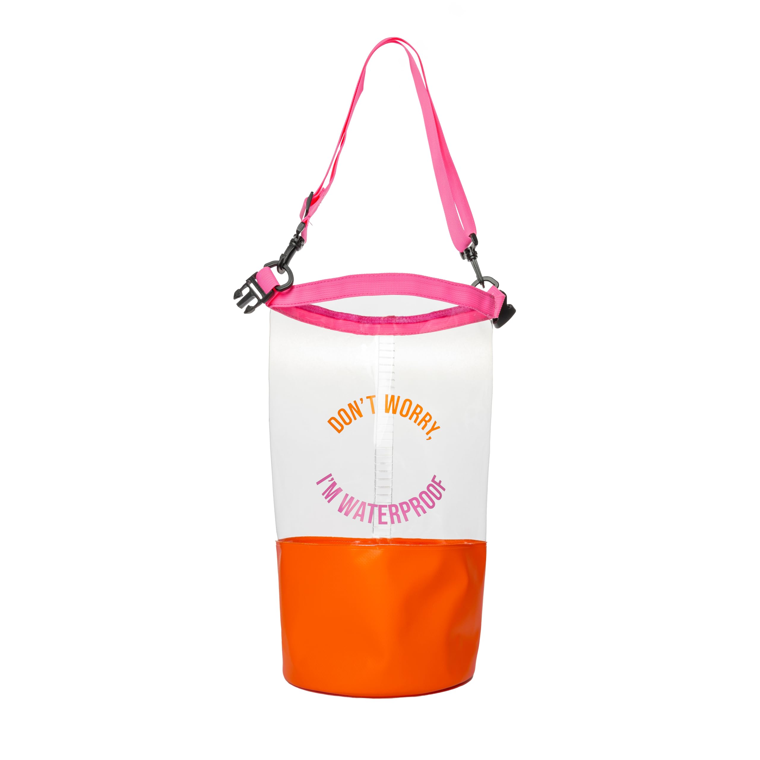 Fisura Waterproof Waterproof Dry Bag 5 litres Orange Dry Bag with Roll Up Closure and Shoulder Strap 29 x 41.5 cm, Waterproof, Transparent and Pink, Modern