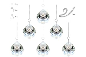 ADWIKOSO Crystal Ball Prism Pendant Glass Chandelier Hanging Pendant Feng Shui Sunshine Catcher Wedding Home Window Décor (30mm-6pack)