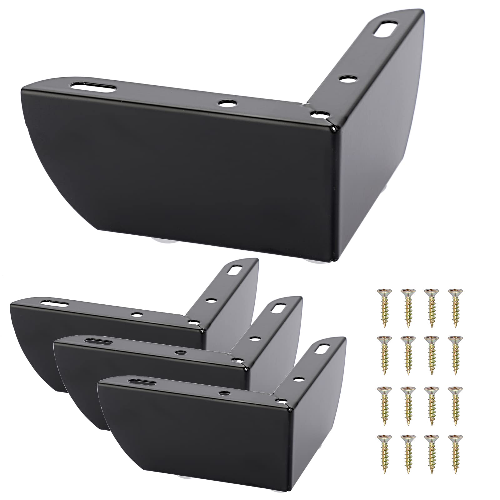 SUMNACON 4Pcs 5.5cm Metal Sofa Legs Furniture Feet Wardrobe Leg, Modern Solid Sofa Feet Cabinet Feet Table Legs for DIY Replacement (Black)