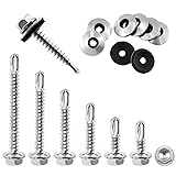 Glarks 70Pcs #8 x 1-1/4" 410 Stainless Steel Hex