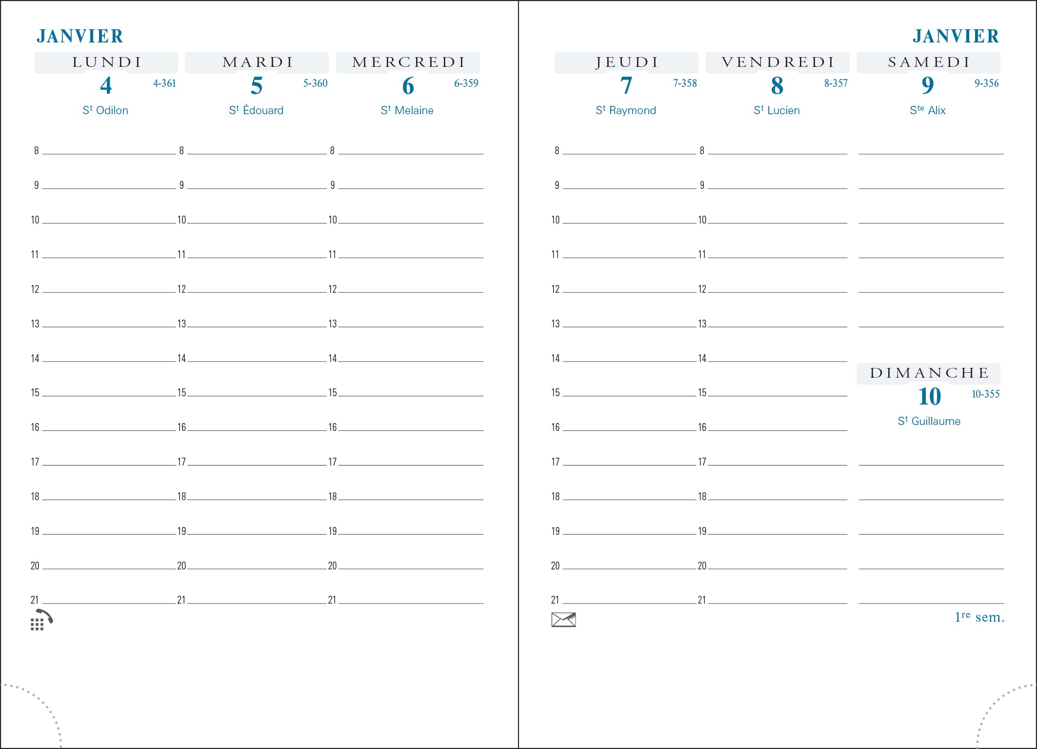 Exacompta 13870E Replacement Interior for Horizons 13 Gold Edge Weekly Pocket Diary Book – 130 x 90 mm – January 2018 to December 2018