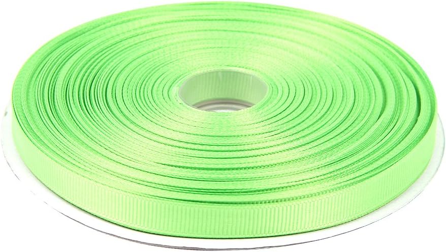 Topenca Supplies 3/8 Inches x 50 Yards Double Face Solid Grosgrain Ribbon Roll, Apple Green