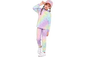 Arshiner Girl's 2 Piece Tie-dye Pullover Hooded Sweatshirt Set Sweatsuits and Sweatpants