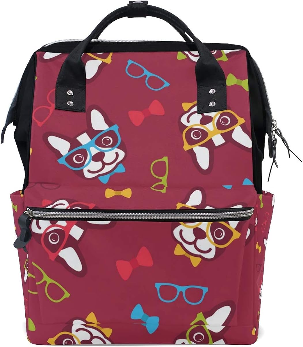 Pattern Dog Hipster Diaper Bag Travel Backpack Large