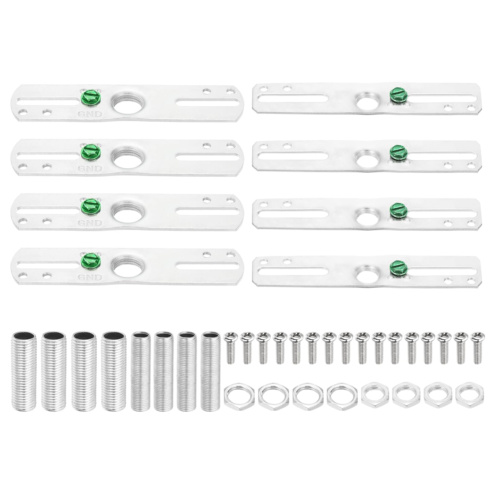 PATIKIL 4" Light Crossbar Kit, 8 Set Universal Light Fixture Mounting Bracket with 1/8IP and 1/4IP Tap Center Hole Ceiling Light Plate Canopy Hardware Set for Chandelier, Silver Tone