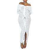 Sexy Button Down Dresses for Women Date Night Off Shoulder See Through Mesh Ruffle Bodycon Maxi Dress