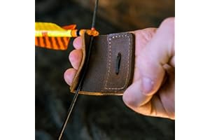 Windfulogo Square Leather Archery Finger Tab Long Bow Hand Protector for Right Hand Brown