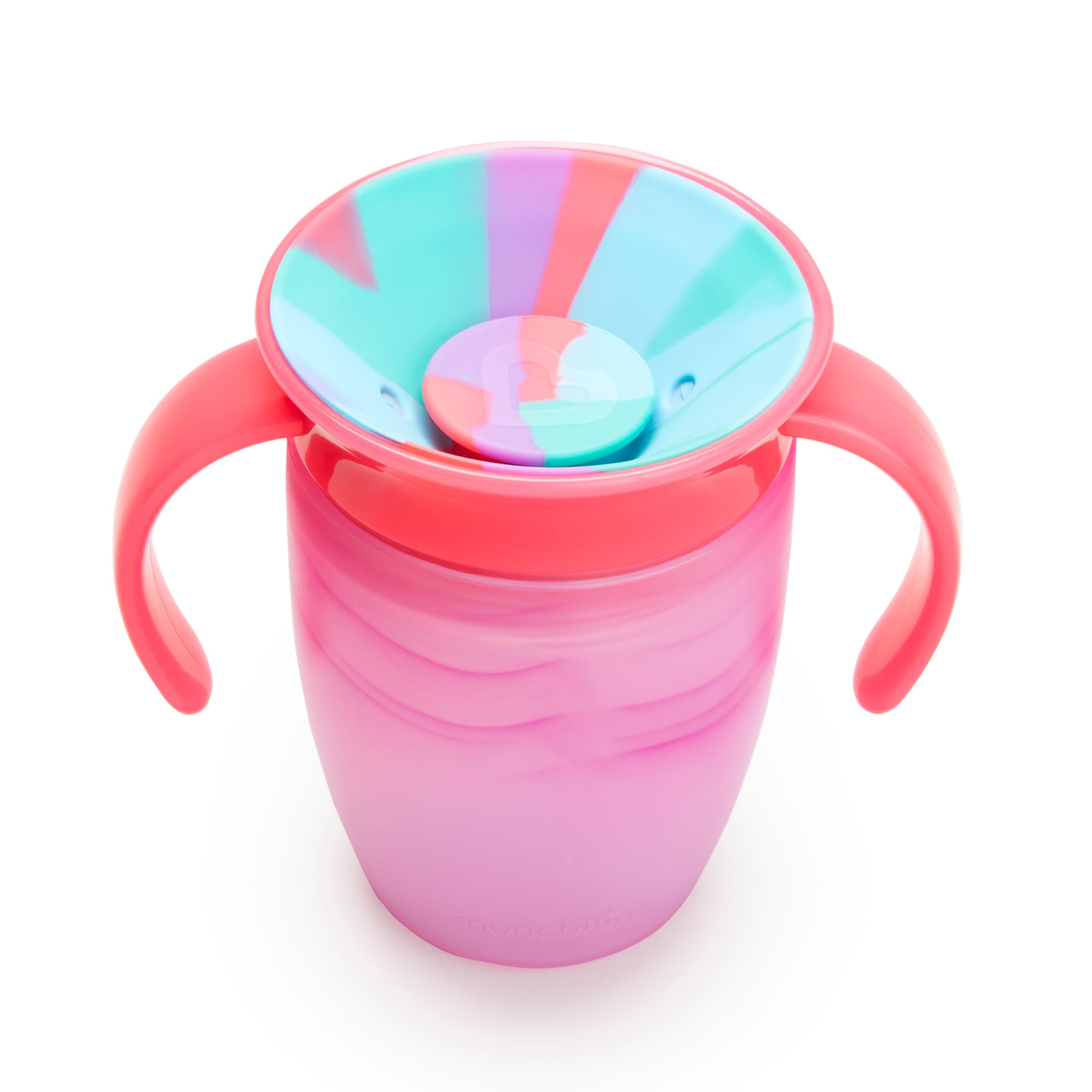 Munchkin® Miracle® 360 Trainer Sippy Cup with Handles, Spill Proof, 7 Ounce, Tropical Swirl, Pink Multi