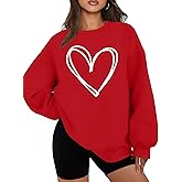 hohololo Valentines Day Sweatshirt Women Valentine Shirts Love Heart Long Sleeve Tops Oversized Crewneck Pullover